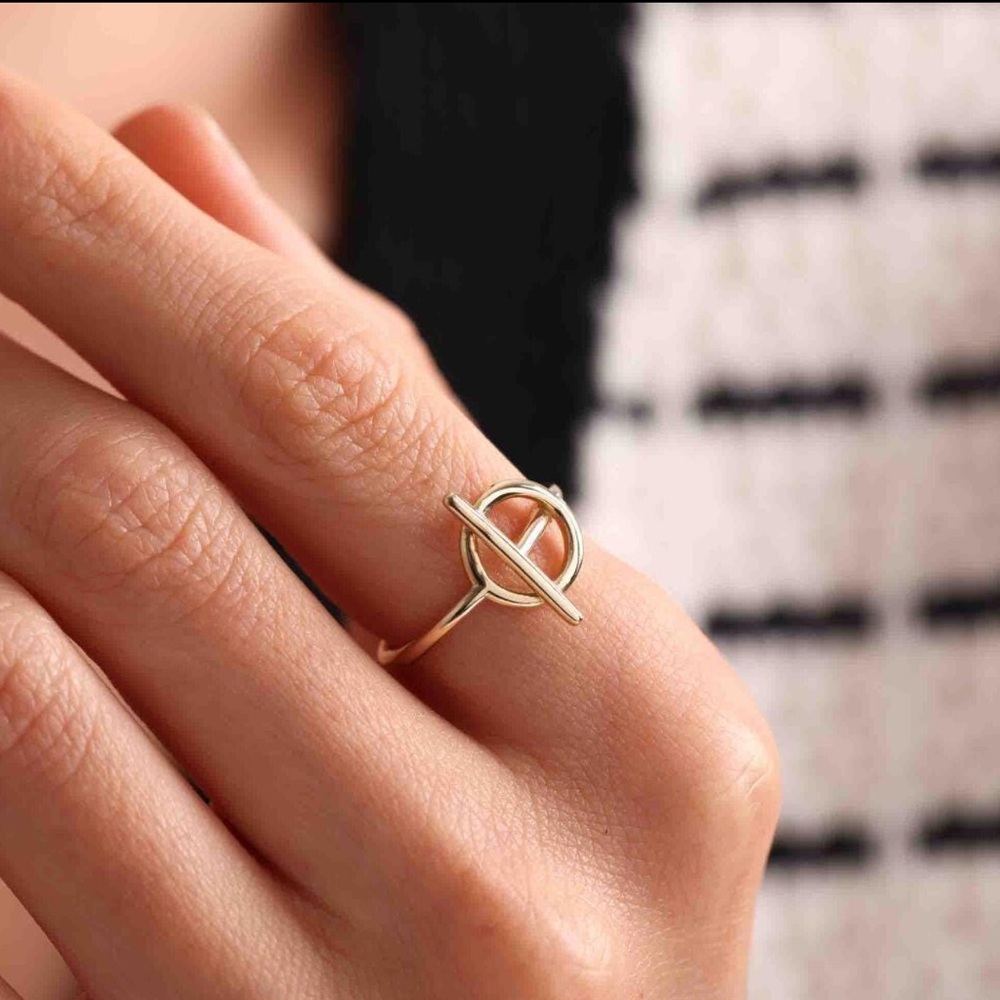 NWOT Minimal Gold Bar Round Ring
